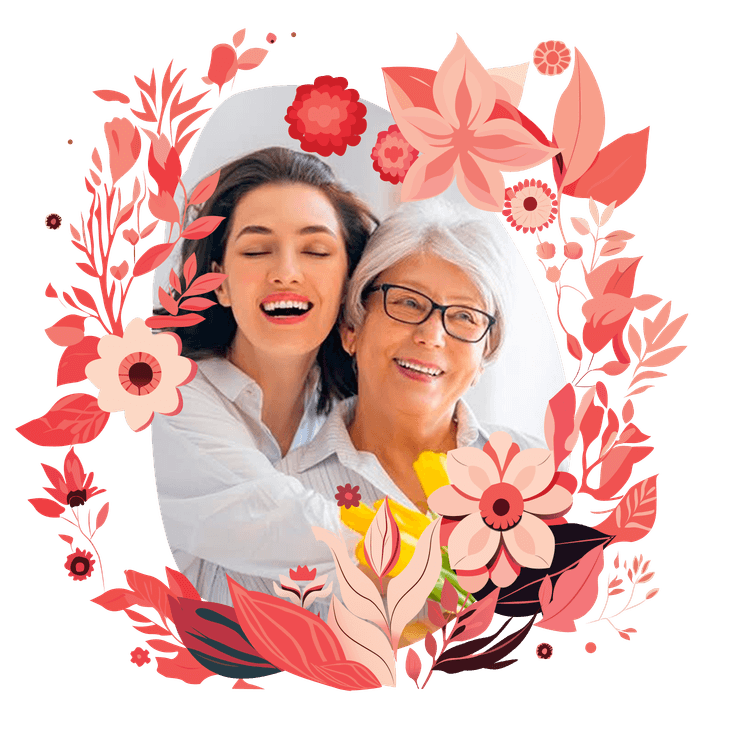 Mãe e filha sorrindo